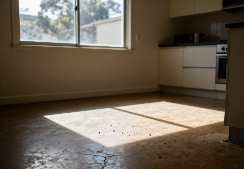 Cockroaches in a Lakemba kitchen before treatment